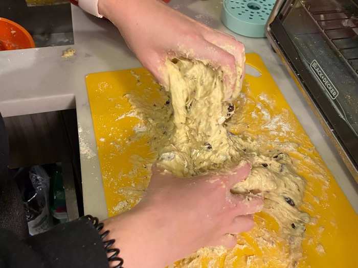 I covered my hands in flour, too, but that didn