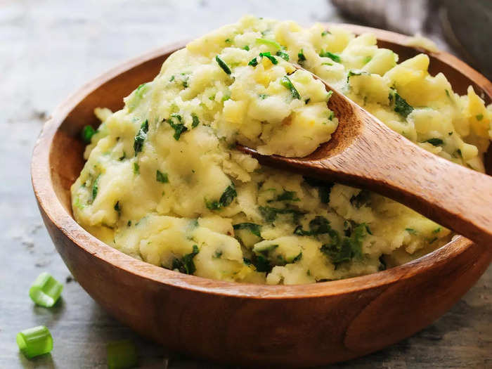 Colcannon is a twist on traditional mashed potatoes that