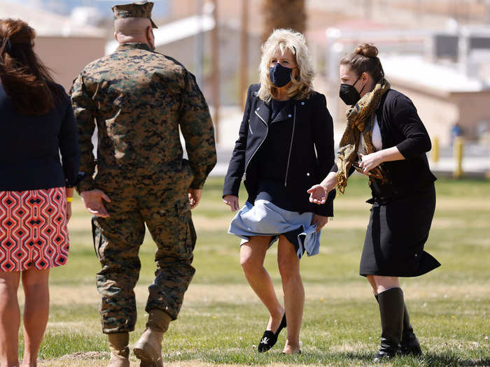 First lady Jill Biden made a "note to self" to never again wear a skirt in a desert.