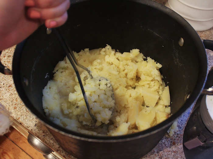 After I had finished the pie filling, I started getting my potatoes ready for baking.