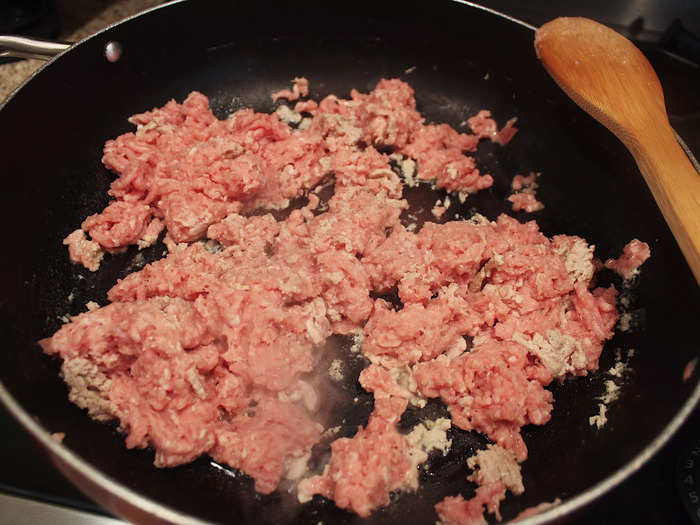 The recipe calls for 1.5 pounds of ground turkey meat, which ended up being exactly one and a half packages.