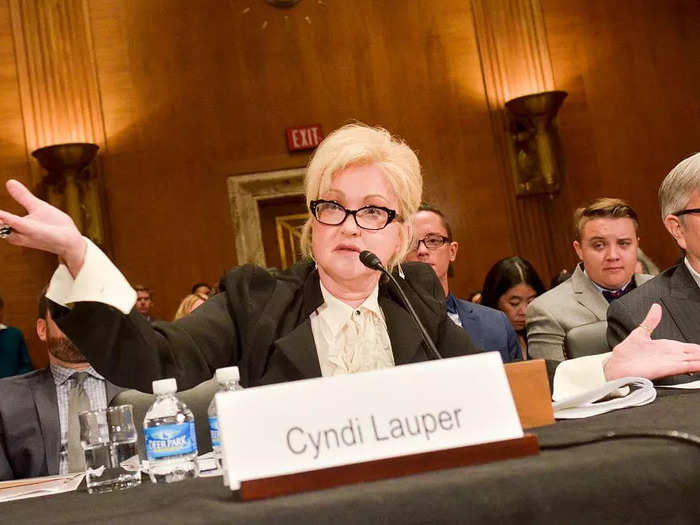 In 2015, Cyndi Lauper urged members of a Senate Appropriations Subcommittee to end LGBTQ+ youth homelessness.