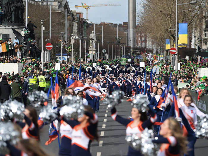 Across the country, annual parades also reconvened in the cities of Belfast, Cork and Galway. More than 2,500 participants were expected to the streets of Cork for the first St. Patrick