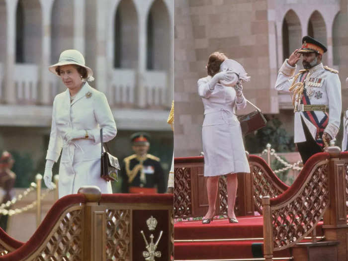 The Queen proved she was only human after a strong gust of wind caused her white safari-style hat to blow off her head.