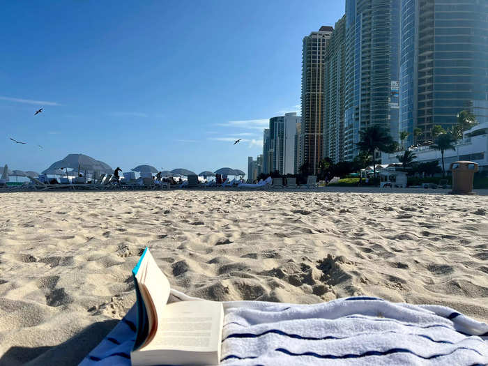 And then there was the beach, my happy place. The resort offers chair and umbrella service.