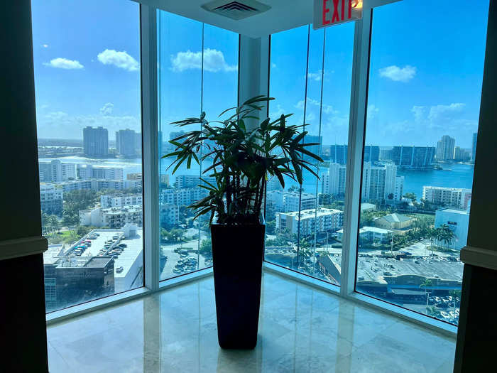 My room was on the 19th floor. Stepping out of the elevators, I was greeted with a corner view of Sunny Isles Beach in the hallway.