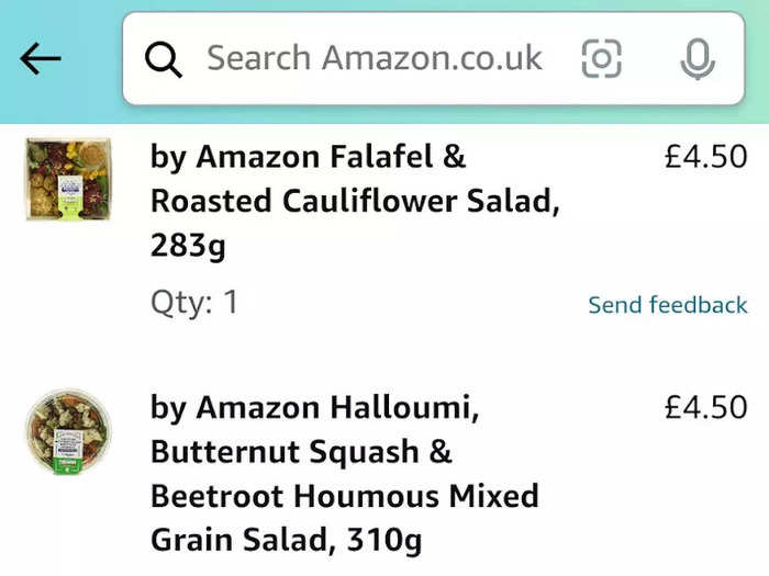 I was able to view my receipt in the app. Amazon had got everything right – apart from a halloumi, butternut squash, and beetroot salad which I had held in my hand before deciding not buy it and putting it back. I was able to quickly request a refund on Amazon