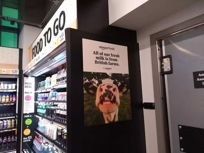 Milk cost £1.30 ($1.70) for 4 pints, which is comparable with other UK grocers, and Amazon emphasized that it was from British farms. Overall, prices in Amazon Fresh didn