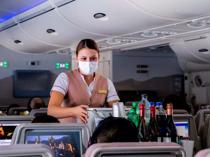 While business and first class meals like beef and salmon were suspended on many domestic routes, long-haul international flights kept the food. But, touchpoints were reduced and the dishes were served in one course instead of multiple.