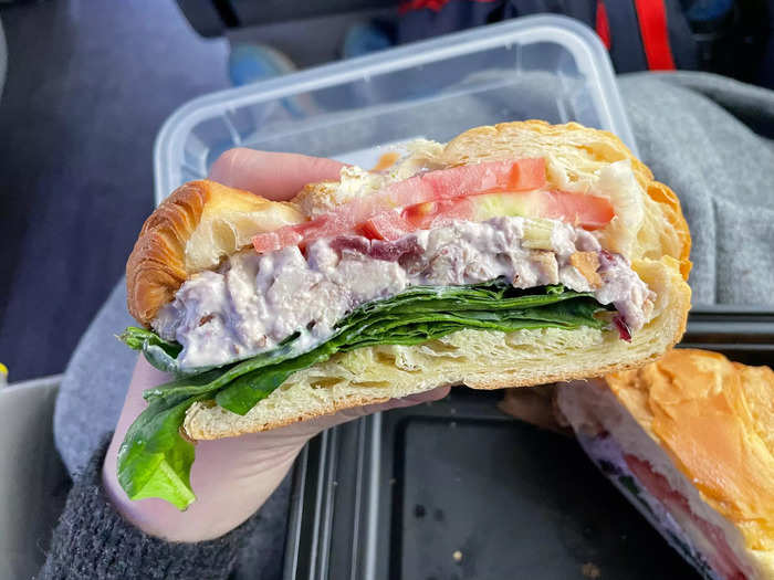 Passengers were also given several options for lunch, including my pick of a satisfyingly sweet croissant sandwich that was big enough for two meals.