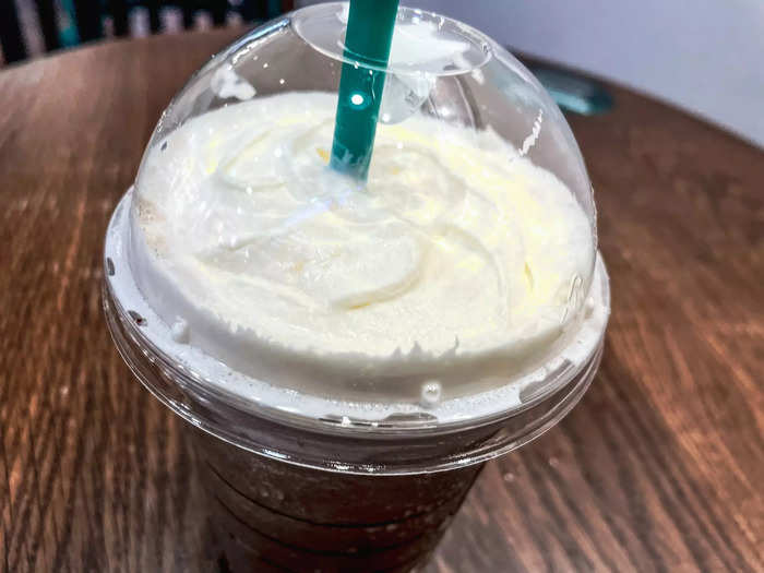 While I usually enjoy whipped cream on frappuccinos, I found the cream sweetened this particular drink way too much.