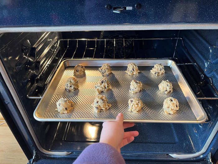 I put the cookies on the middle rack of my oven for nine minutes.