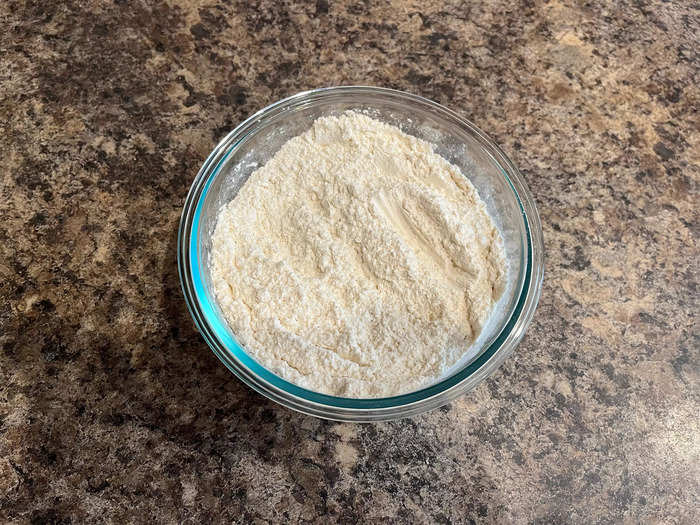 After preheating the oven to 375 degrees F, I added the flour, baking soda, and salt to a small bowl.