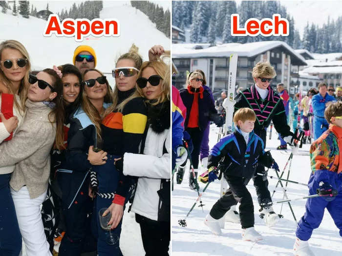 Aspen is a hub for celebrities, billionaires, and influencers, whereas Lech is the go-to ski resort for royals.