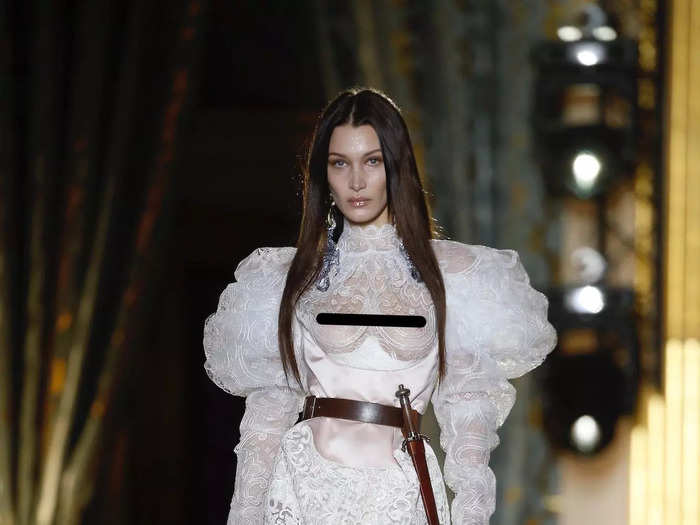 Hadid then channeled a warrior and a princess at the same time for a Vivienne Westwood show.