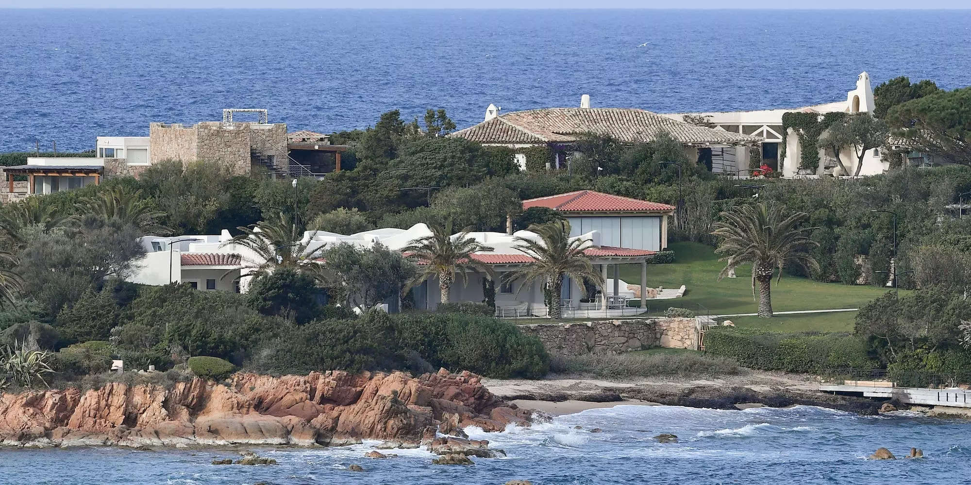 A panoramic view of a villa complex in Sardinia, Italy, belonging to Russian oligarch Alisher Usmanov, on March 20, 2022.