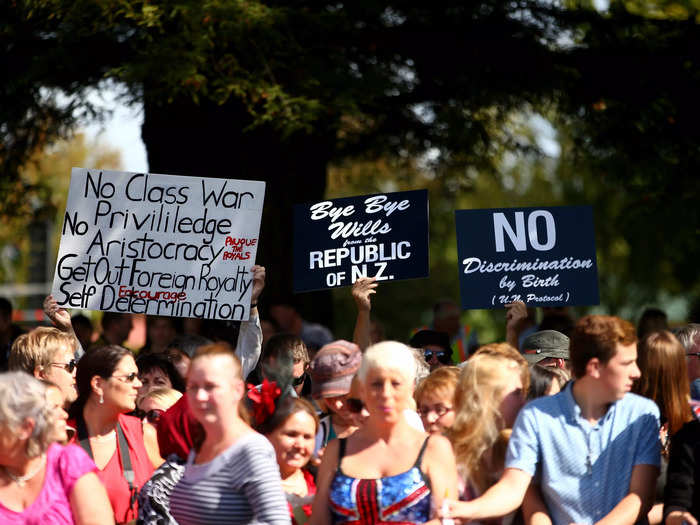 Prince William and Kate Middleton were met with protesters in Cambridge, New Zealand, in 2014.