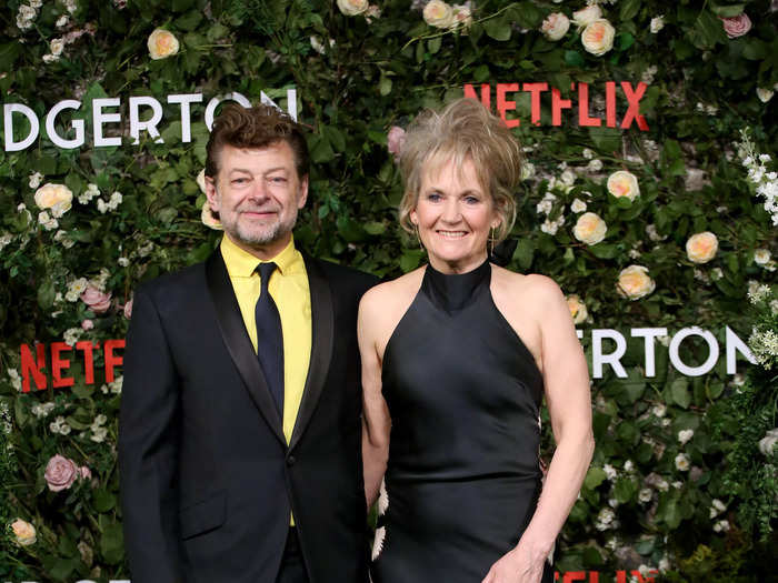 Andy Serkis came to the premiere to support his wife Lorraine Ashbourne, who plays the Featherington housekeeper Mrs. Varley.