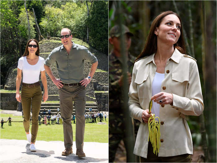 On March 21, Middleton dressed in casual, classic pieces to tour ancient ruins in the jungle.