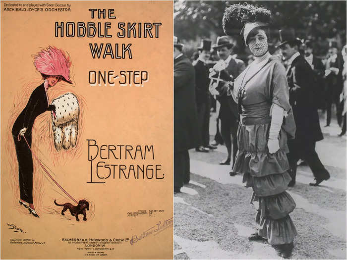 The coveted (and restrictive) hobble skirt came into fashion in the 1910s, after corsets went out of fashion.