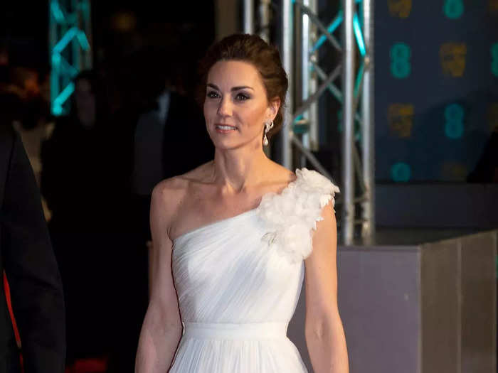 In February 2019, Middleton turned heads in a single-shoulder gown on the BAFTA red carpet.