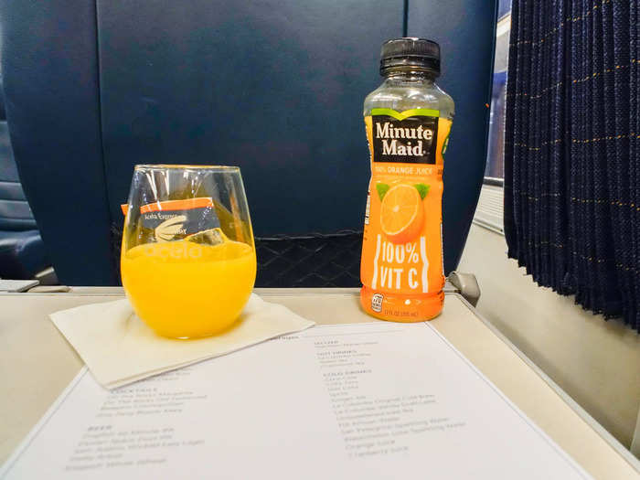 A nice perk in first class is a complimentary drink, served after you board. Just don