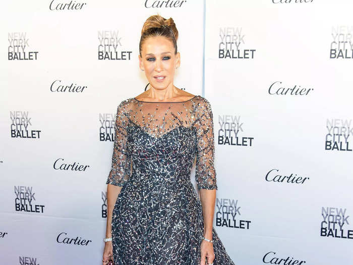 At the New York City Ballet Fall Gala in September 2015, Parker wore this unique navy gown that looks splattered in crystallized paint.