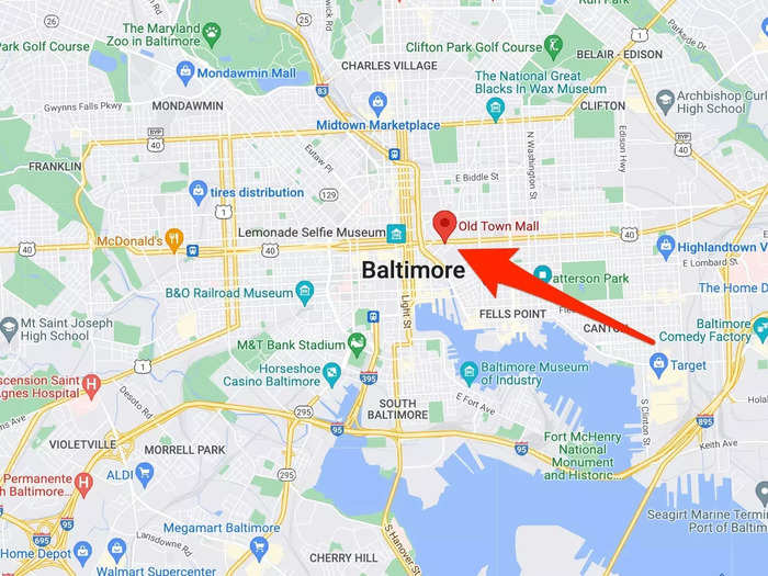 The site is located in east Baltimore