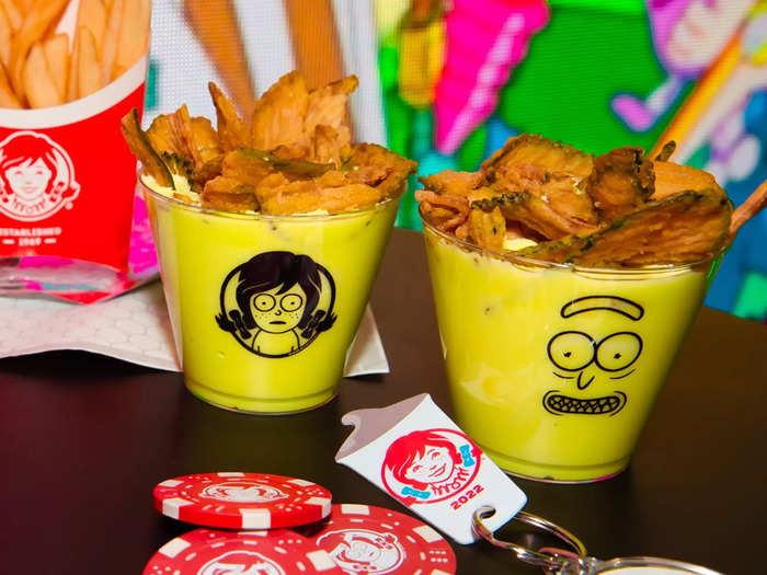 Customers had the chance to taste the limited edition Pickle Rick Frosty, topped with fried pickles.