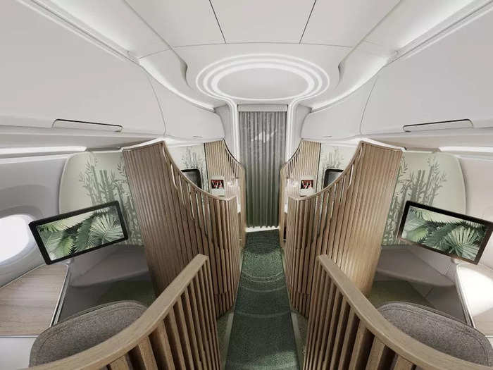 Business-class passengers can enjoy a "residential atmosphere" with more privacy in Elevate because the suite wraps around the entire living space to create a cocoon, reducing the "tubular" feel of other cabins.