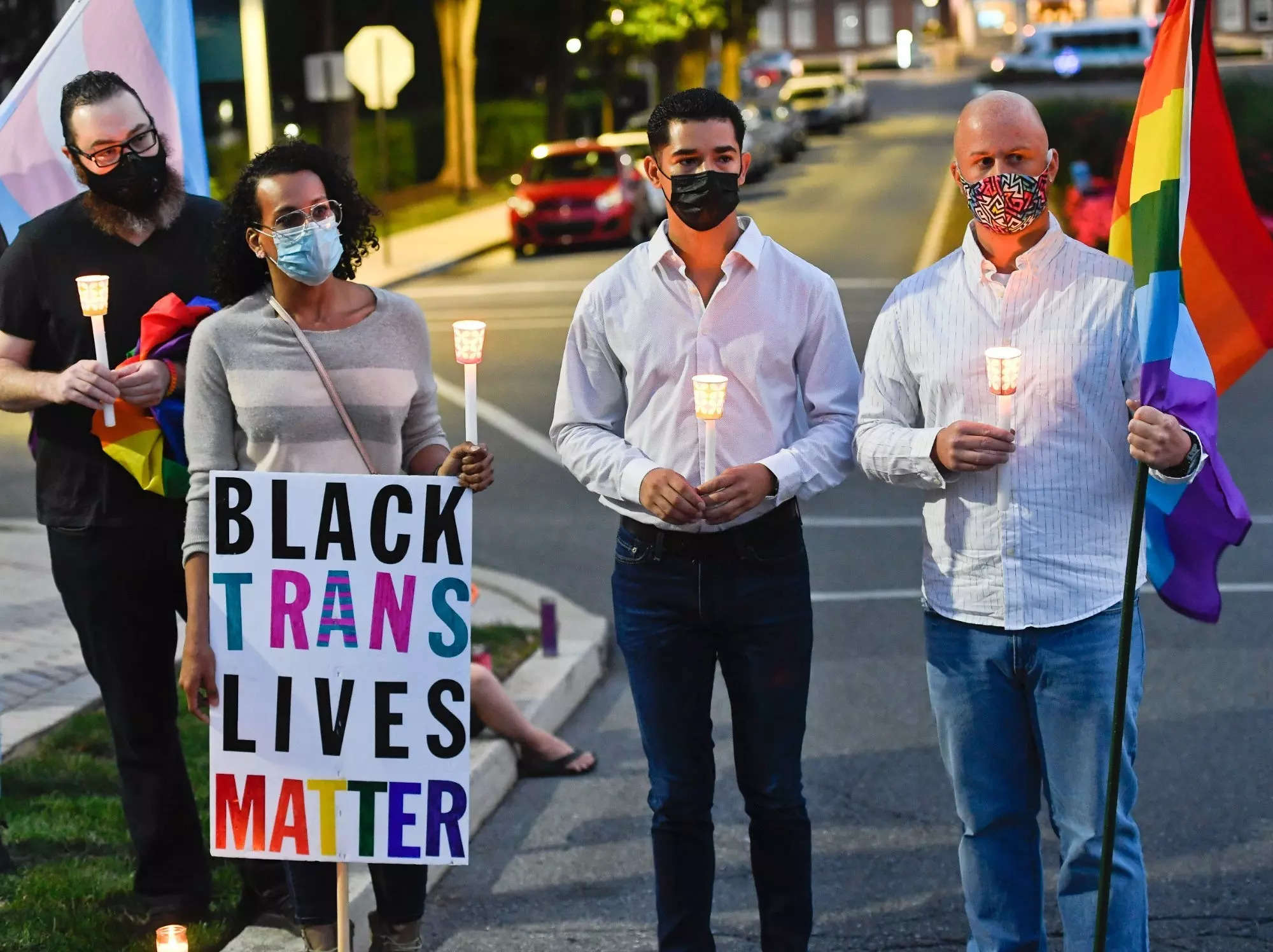 A candlelight vigil on September 14, 2020 at the Reading Hospital in West Reading, PA in support of Roxanne, a black trans woman shot by Reading Police