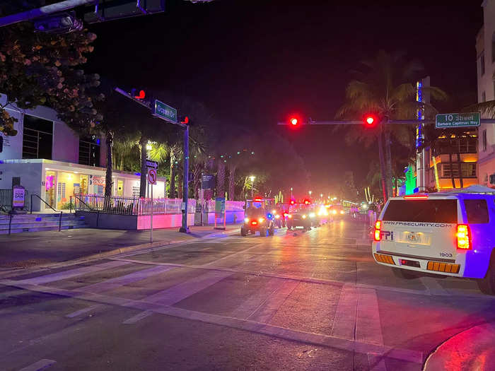 Right at midnight, officers drove down Ocean Drive and a loudspeaker told visitors the curfew was taking effect