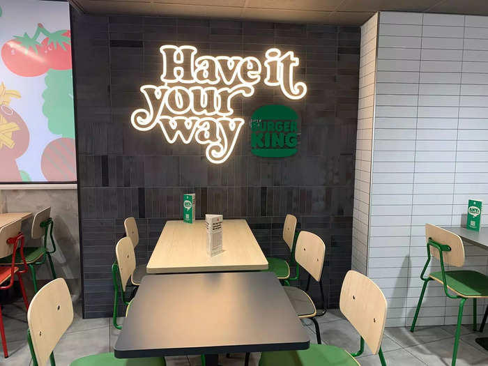 There was a lot of green in the decor as well as imagery of vegetables to highlight its plant-based credentials, though.