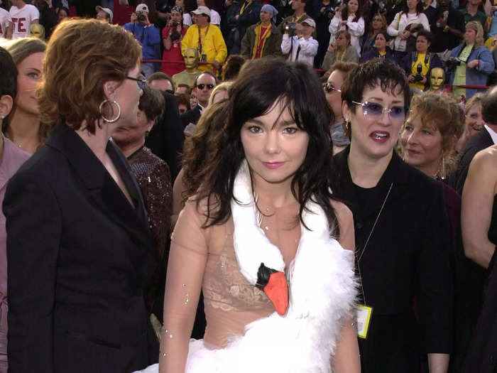 In 2001, Björk surprised everyone by wearing a white swan dress, complete with an orange and black beak.