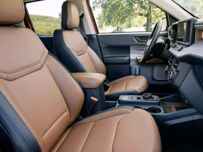 The top-tier Maverick Lariat, which starts at $25,860, comes with faux-leather seats and a higher-end look.