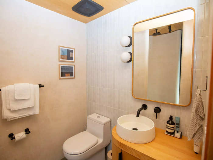 Shower aside, the room had all the necessities of a bathroom inside a typical home and felt both large and well decorated.