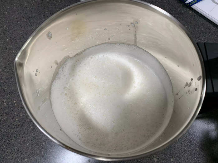 After three blending cycles that take probably under two minutes total, I removed the top of the pitcher and the reservoir was full of almond milk.
