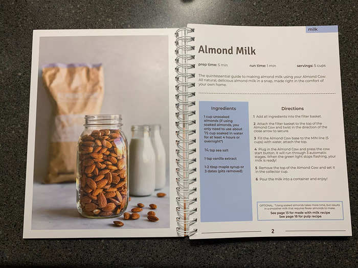 I decided to start with almond milk, following the recipe from Almond Cow.