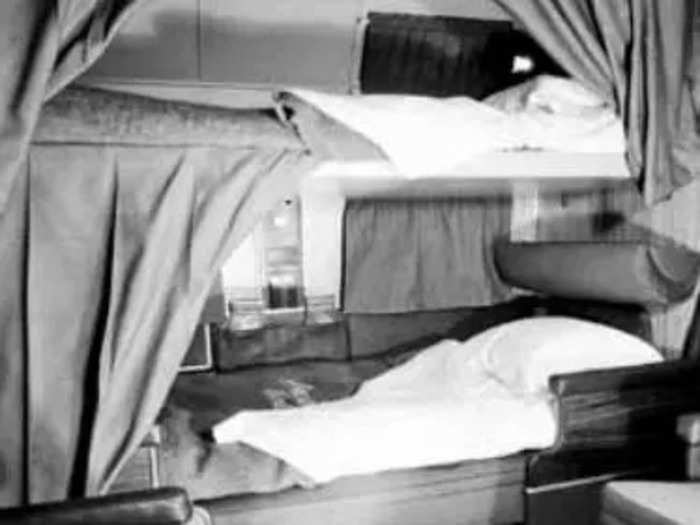 The luxurious plane had 14 comfortable seats and four compartments that could convert into seven berths, with seven additional beds that folded down from the cabin ceiling.