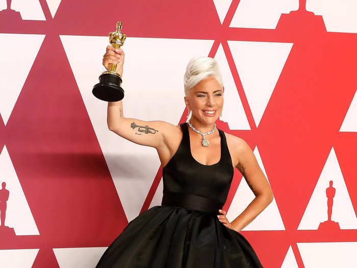 Lady Gaga was the first woman to win at all five major award shows in the same season.