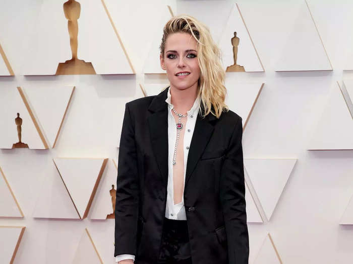 Kristen Stewart stood out among a sea of gowns in shorts and a blazer.