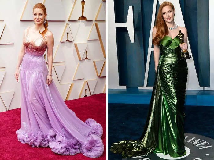 Jessica Chastain looked like a princess at the Oscars — but she transformed into a queen later that night.