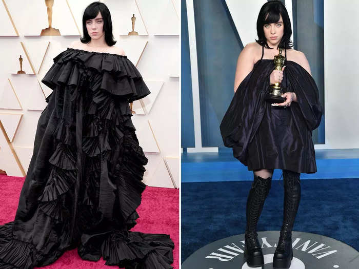 Billie Eilish stunned in a shorter, edgier version of her first red-carpet look.