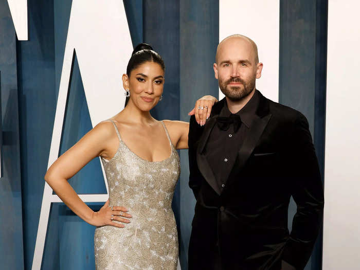 Stephanie Beatriz and her husband, Brad Hoss, packed on the texture — she in a lace dress and he in a velvet jacket.