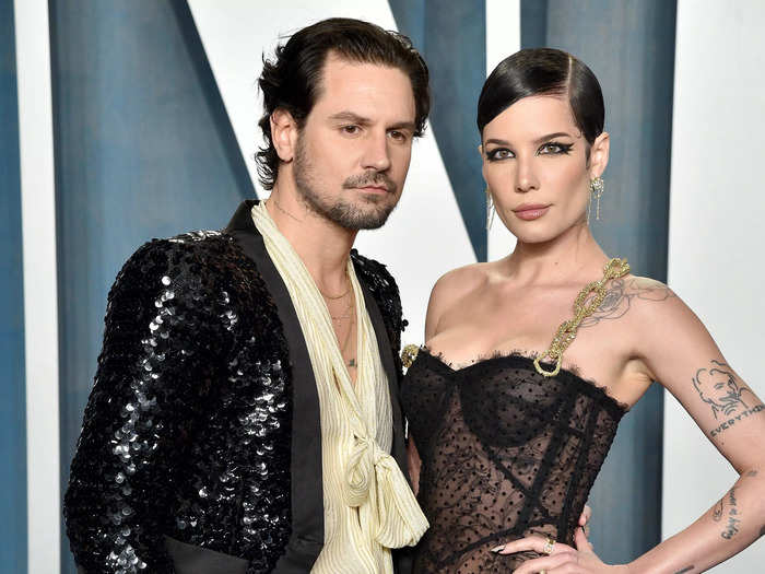 Halsey and her partner, screenwriter Alev Aydin, wore equally daring looks on the red carpet.