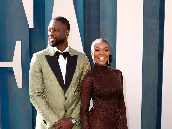 Dwyane Wade and Gabrielle Union were all smiles in a color combination that resembled mint chocolate chip.