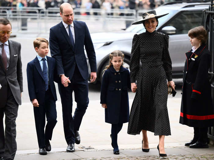 Prince William, Kate Middleton, and their children Prince George and Princess Charlotte attended. The couple