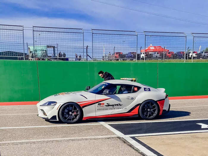 However, the Camry was only taking three passengers, so I got held back. Instead, I got to ride in the single-passenger Toyota Supra with 380 horsepower and a top speed closer to 160 mph.