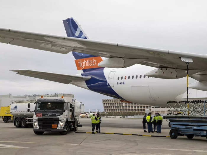 The A380 is the third aircraft Airbus has tested with 100% SAF over the past year, the first being an A350 in March 2021...