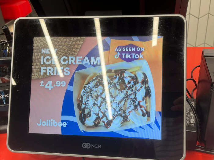 Within the store, Jollibee is clearly pushing the product due to its popularity on TikTok.